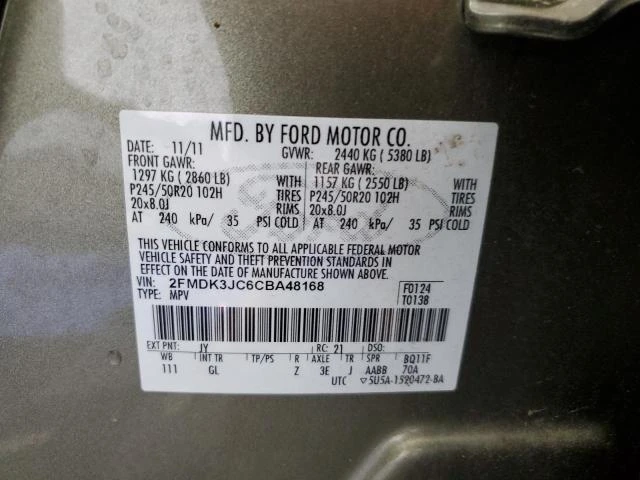 Photo 12 VIN: 2FMDK3JC6CBA48168 - FORD EDGE SEL 