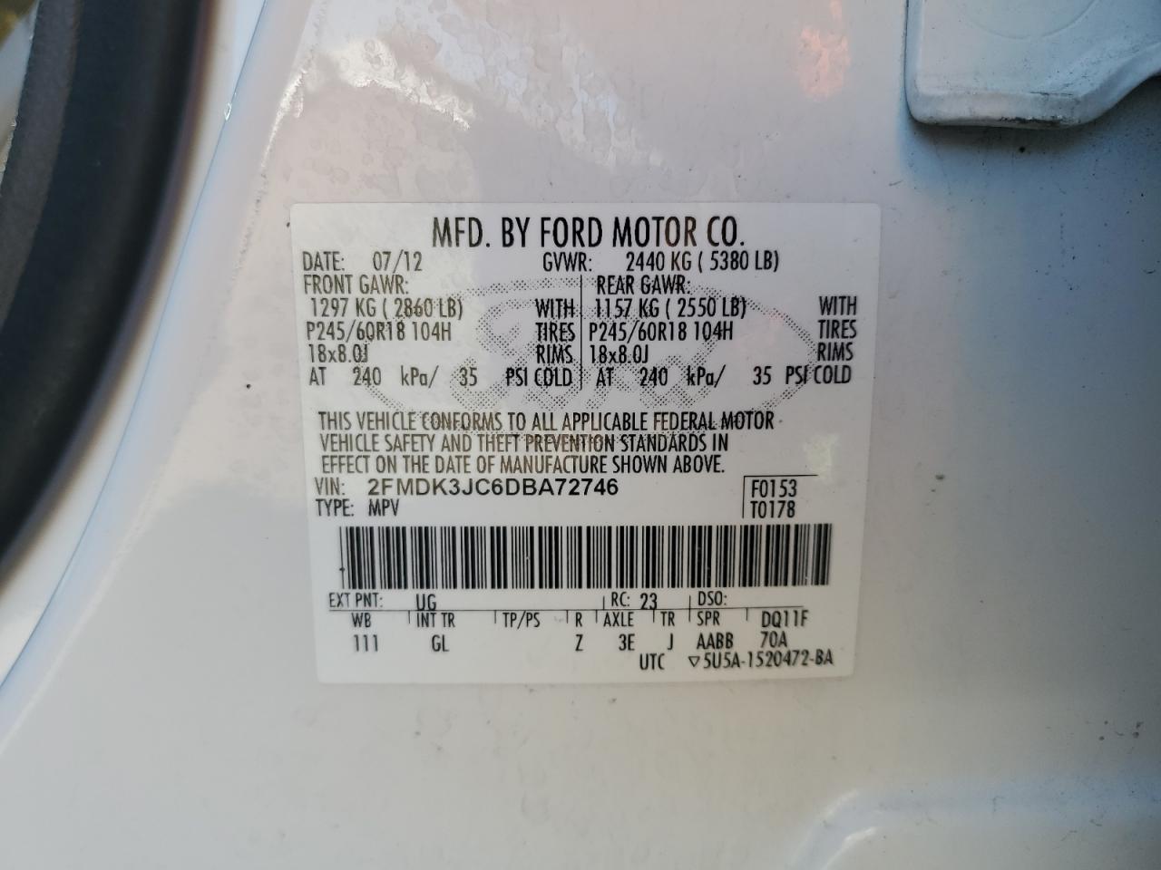 Photo 12 VIN: 2FMDK3JC6DBA72746 - FORD EDGE 