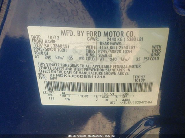 Photo 8 VIN: 2FMDK3JC6DBB11318 - FORD EDGE 