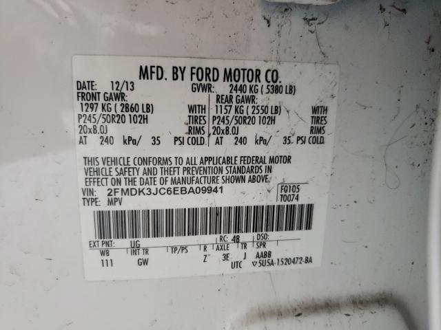 Photo 9 VIN: 2FMDK3JC6EBA09941 - FORD EDGE SEL 