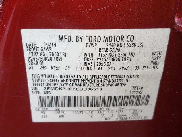 Photo 9 VIN: 2FMDK3JC6EBB36513 - FORD EDGE SEL 