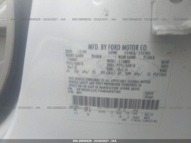 Photo 8 VIN: 2FMDK3JC7ABA69740 - FORD EDGE 