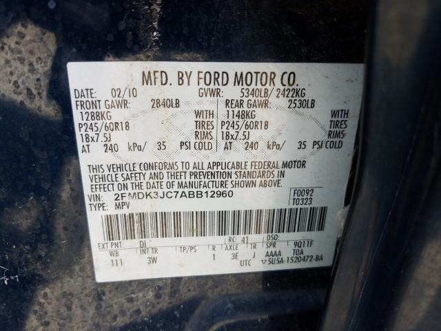 Photo 9 VIN: 2FMDK3JC7ABB12960 - FORD EDGE SEL 