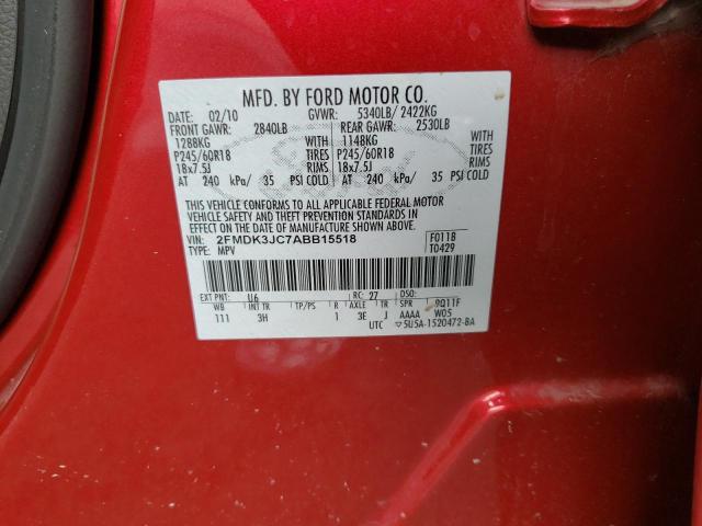 Photo 9 VIN: 2FMDK3JC7ABB15518 - FORD EDGE SEL 