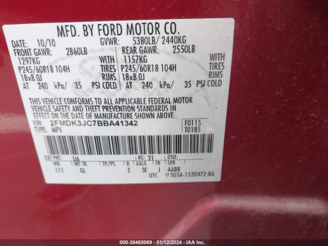 Photo 8 VIN: 2FMDK3JC7BBA41342 - FORD EDGE 