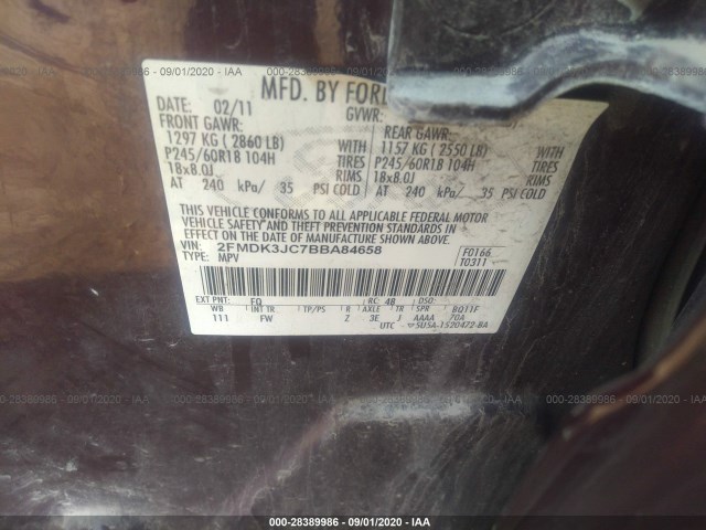 Photo 8 VIN: 2FMDK3JC7BBA84658 - FORD EDGE 