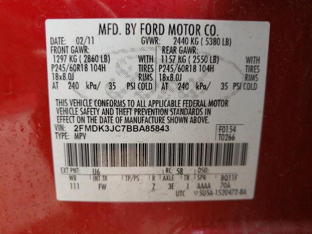 Photo 9 VIN: 2FMDK3JC7BBA85843 - FORD EDGE SEL 