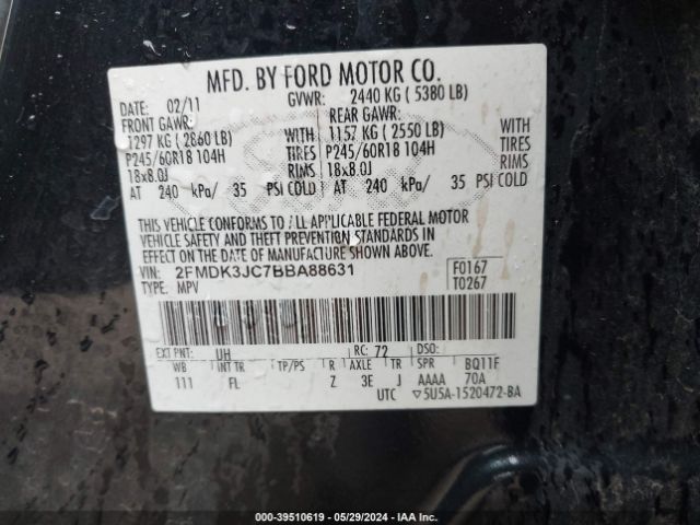 Photo 8 VIN: 2FMDK3JC7BBA88631 - FORD EDGE 