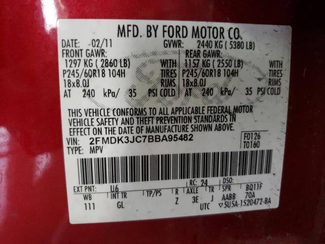 Photo 9 VIN: 2FMDK3JC7BBA95482 - FORD EDGE SEL 