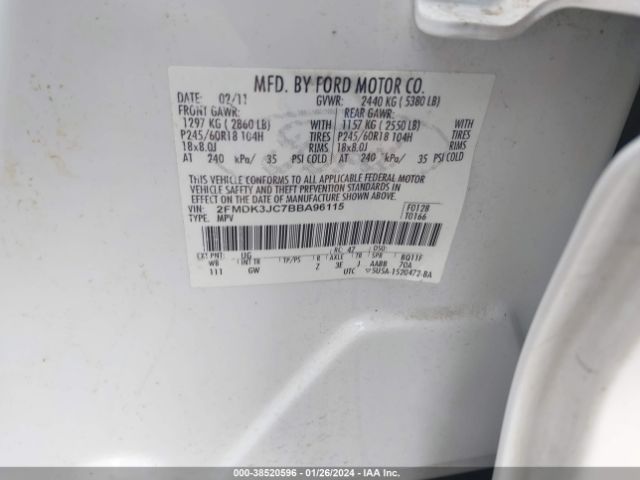 Photo 8 VIN: 2FMDK3JC7BBA96115 - FORD EDGE 