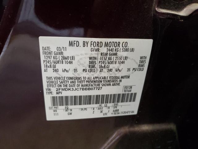 Photo 9 VIN: 2FMDK3JC7BBB07727 - FORD EDGE SEL 