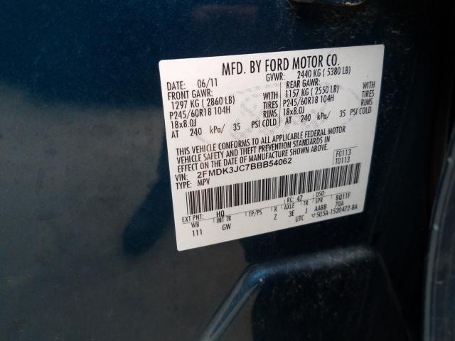 Photo 9 VIN: 2FMDK3JC7BBB54062 - FORD EDGE SEL 