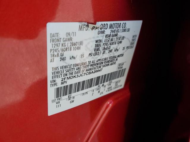 Photo 11 VIN: 2FMDK3JC7CBA26647 - FORD EDGE 