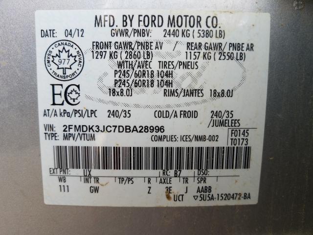 Photo 9 VIN: 2FMDK3JC7DBA28996 - FORD EDGE SEL 