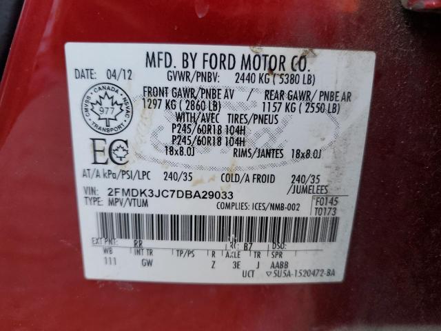 Photo 12 VIN: 2FMDK3JC7DBA29033 - FORD EDGE SEL 