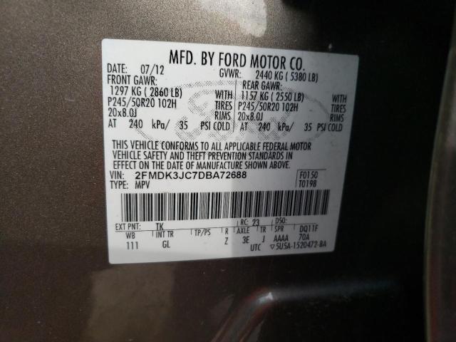 Photo 9 VIN: 2FMDK3JC7DBA72688 - FORD EDGE SEL 