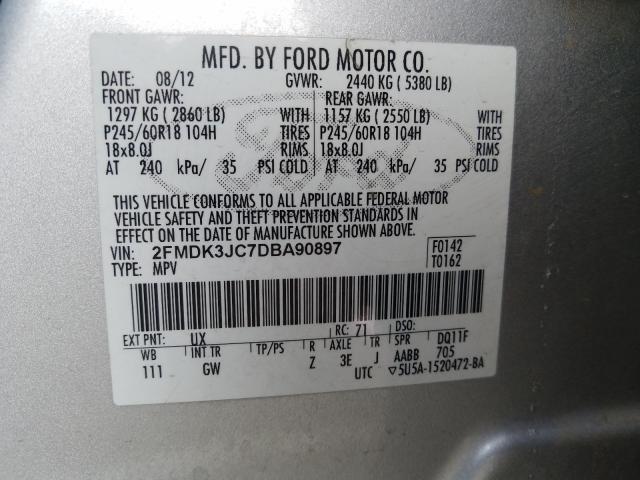 Photo 9 VIN: 2FMDK3JC7DBA90897 - FORD EDGE SEL 