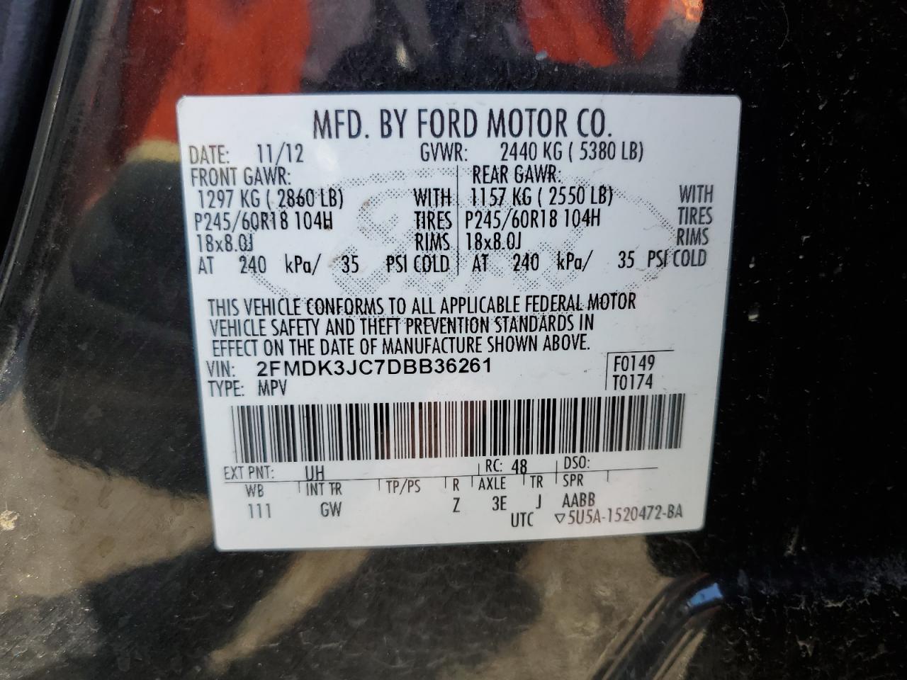 Photo 12 VIN: 2FMDK3JC7DBB36261 - FORD EDGE 