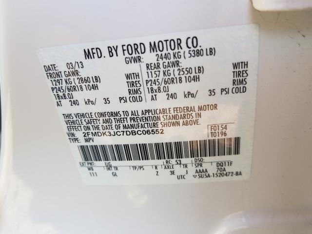 Photo 9 VIN: 2FMDK3JC7DBC06552 - FORD EDGE SEL 