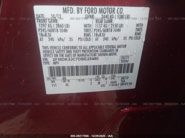 Photo 8 VIN: 2FMDK3JC7DBE25480 - FORD EDGE 