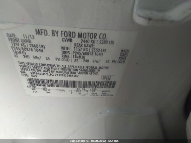 Photo 8 VIN: 2FMDK3JC7DBE36592 - FORD EDGE 