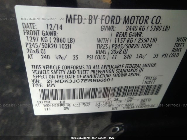 Photo 8 VIN: 2FMDK3JC7EBB66801 - FORD EDGE 