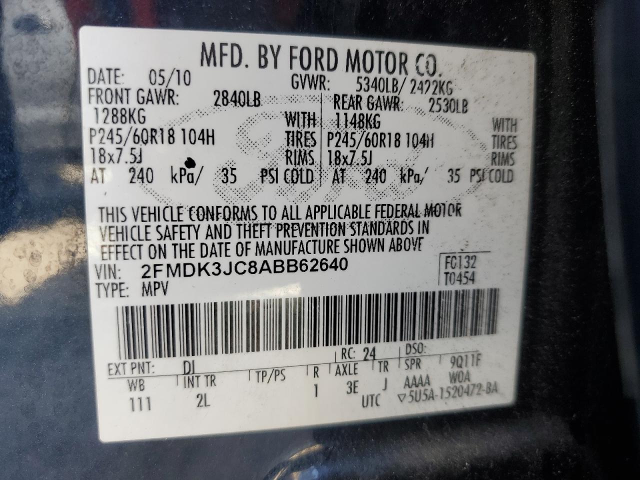 Photo 11 VIN: 2FMDK3JC8ABB62640 - FORD EDGE 