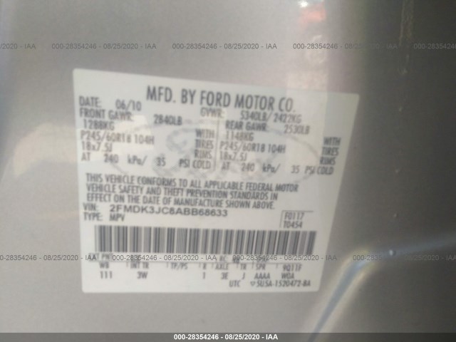 Photo 8 VIN: 2FMDK3JC8ABB68633 - FORD EDGE 