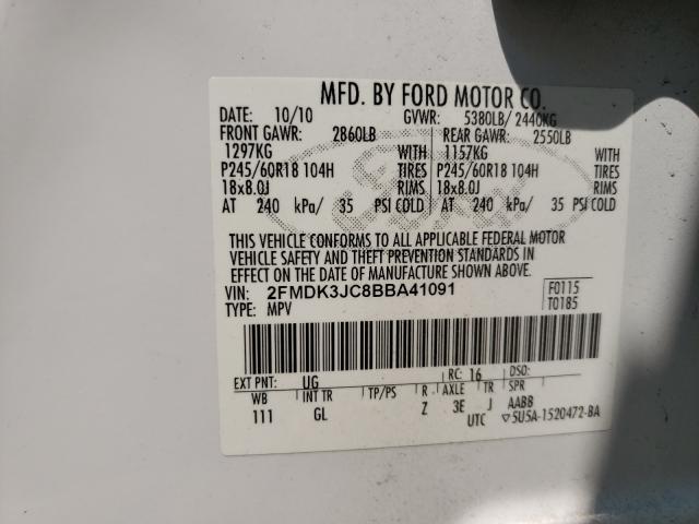 Photo 9 VIN: 2FMDK3JC8BBA41091 - FORD EDGE SEL 