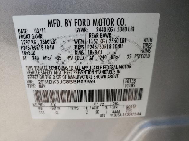 Photo 9 VIN: 2FMDK3JC8BBB03959 - FORD EDGE SEL 