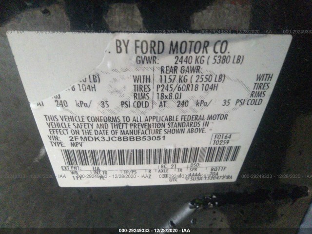 Photo 8 VIN: 2FMDK3JC8BBB53051 - FORD EDGE 