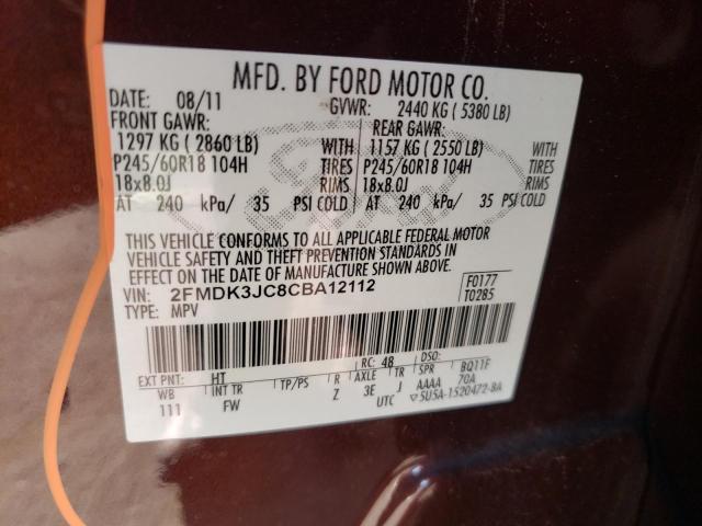 Photo 9 VIN: 2FMDK3JC8CBA12112 - FORD EDGE SEL 