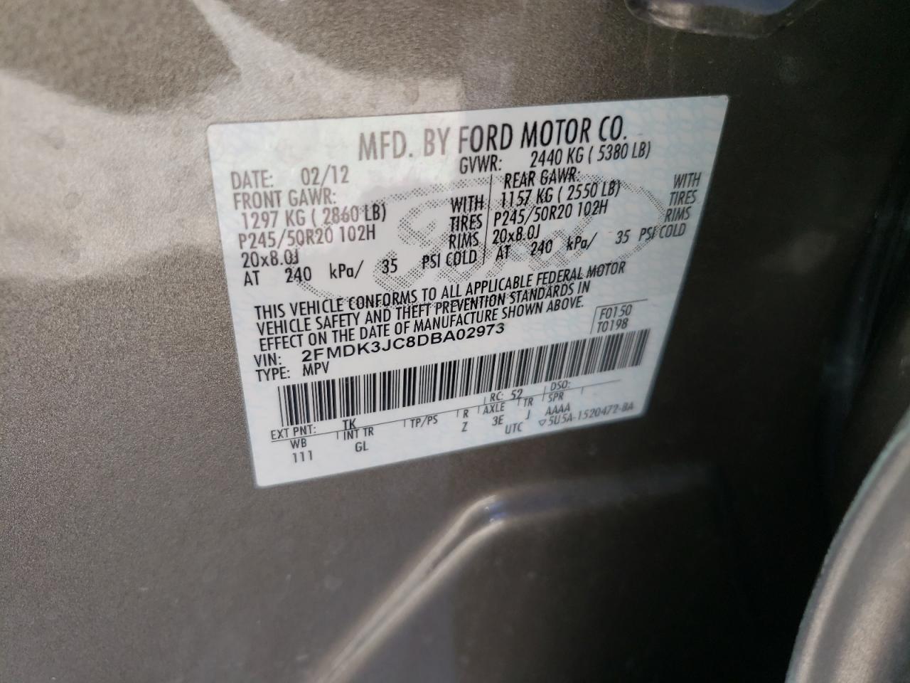 Photo 11 VIN: 2FMDK3JC8DBA02973 - FORD EDGE 