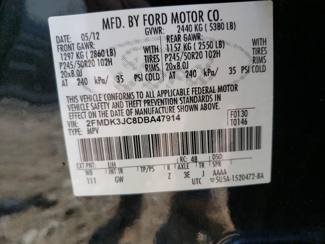 Photo 9 VIN: 2FMDK3JC8DBA47914 - FORD EDGE SEL 