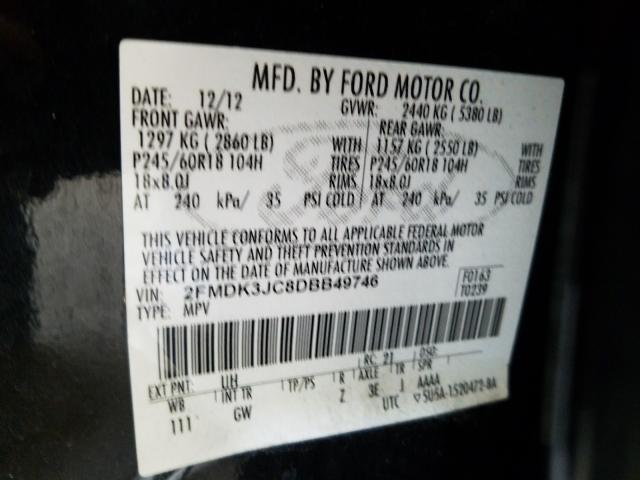 Photo 9 VIN: 2FMDK3JC8DBB49746 - FORD EDGE SEL 