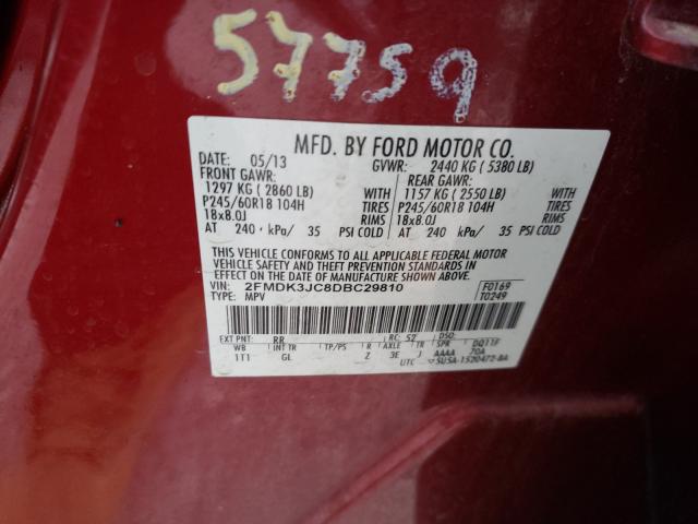 Photo 9 VIN: 2FMDK3JC8DBC29810 - FORD EDGE SEL 