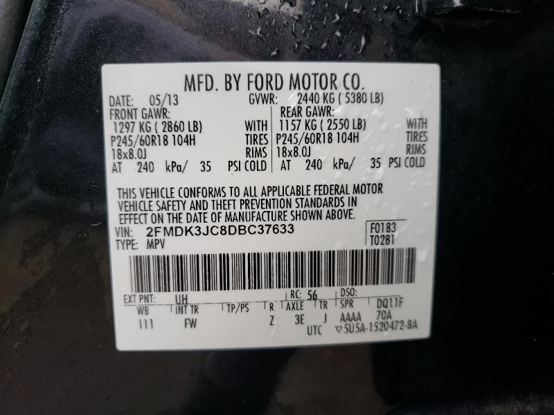 Photo 9 VIN: 2FMDK3JC8DBC37633 - FORD EDGE SEL 