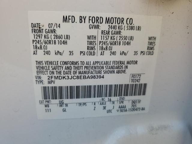 Photo 12 VIN: 2FMDK3JC8EBA98394 - FORD EDGE SEL 