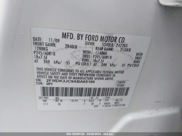 Photo 8 VIN: 2FMDK3JC9ABA65186 - FORD EDGE 