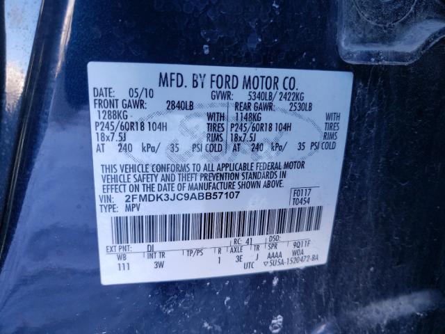 Photo 9 VIN: 2FMDK3JC9ABB57107 - FORD EDGE SEL 