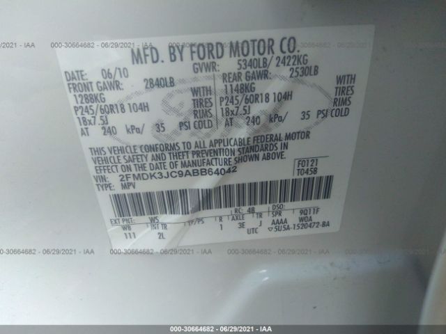 Photo 8 VIN: 2FMDK3JC9ABB64042 - FORD EDGE 