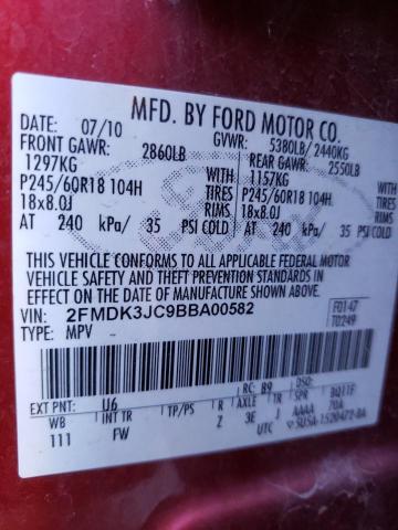 Photo 9 VIN: 2FMDK3JC9BBA00582 - FORD EDGE SEL 