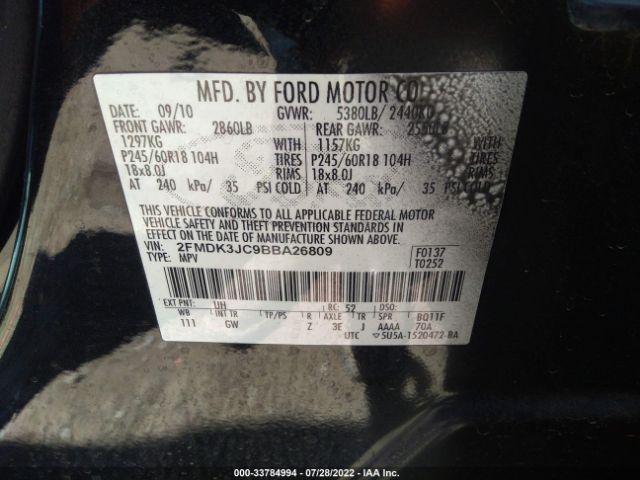 Photo 8 VIN: 2FMDK3JC9BBA26809 - FORD EDGE 