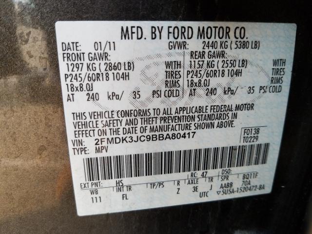 Photo 9 VIN: 2FMDK3JC9BBA80417 - FORD EDGE 