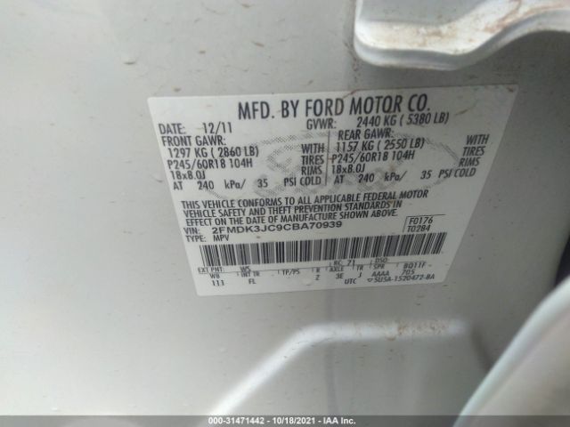 Photo 8 VIN: 2FMDK3JC9CBA70939 - FORD EDGE 