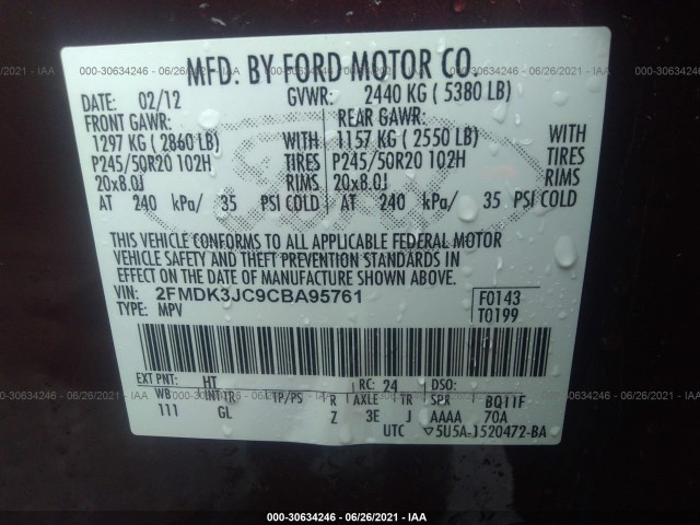 Photo 8 VIN: 2FMDK3JC9CBA95761 - FORD EDGE 