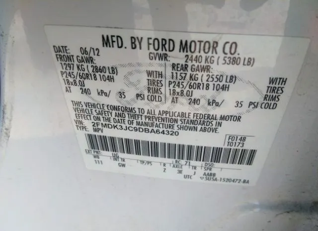 Photo 8 VIN: 2FMDK3JC9DBA64320 - FORD EDGE 