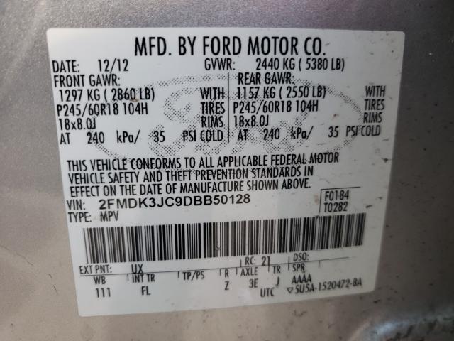 Photo 9 VIN: 2FMDK3JC9DBB50128 - FORD EDGE SEL 