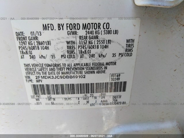 Photo 8 VIN: 2FMDK3JC9DBB69102 - FORD EDGE 