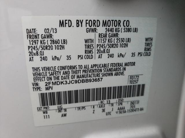 Photo 9 VIN: 2FMDK3JC9DBB93657 - FORD EDGE SEL 